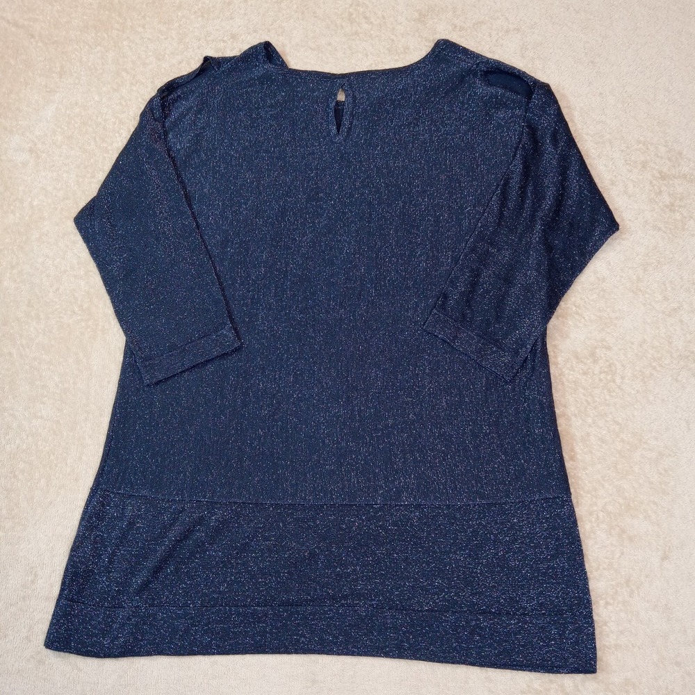 Soft Surroundings Tunic Round Neck Glitter‎ Style Top Navy Blue Medium - Picture 11 of 11